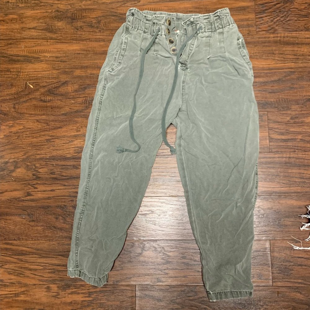 Army Green Small Free People Paper Bag Pants